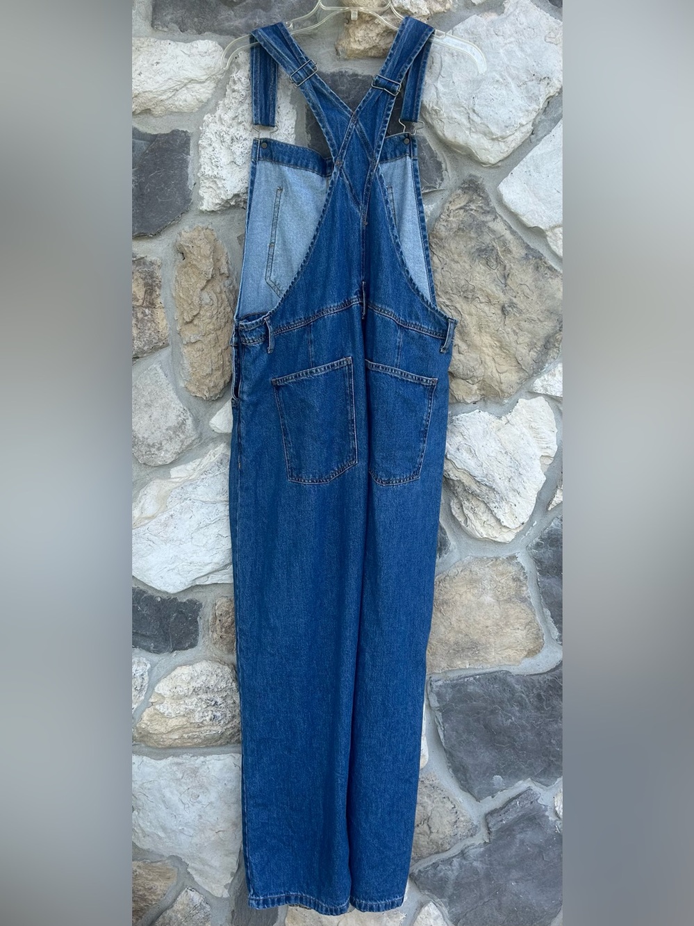 Free People We The Free Ziggy Overalls Size L Blue Jean Denim Boho Minimalist - Picture 3 of 7